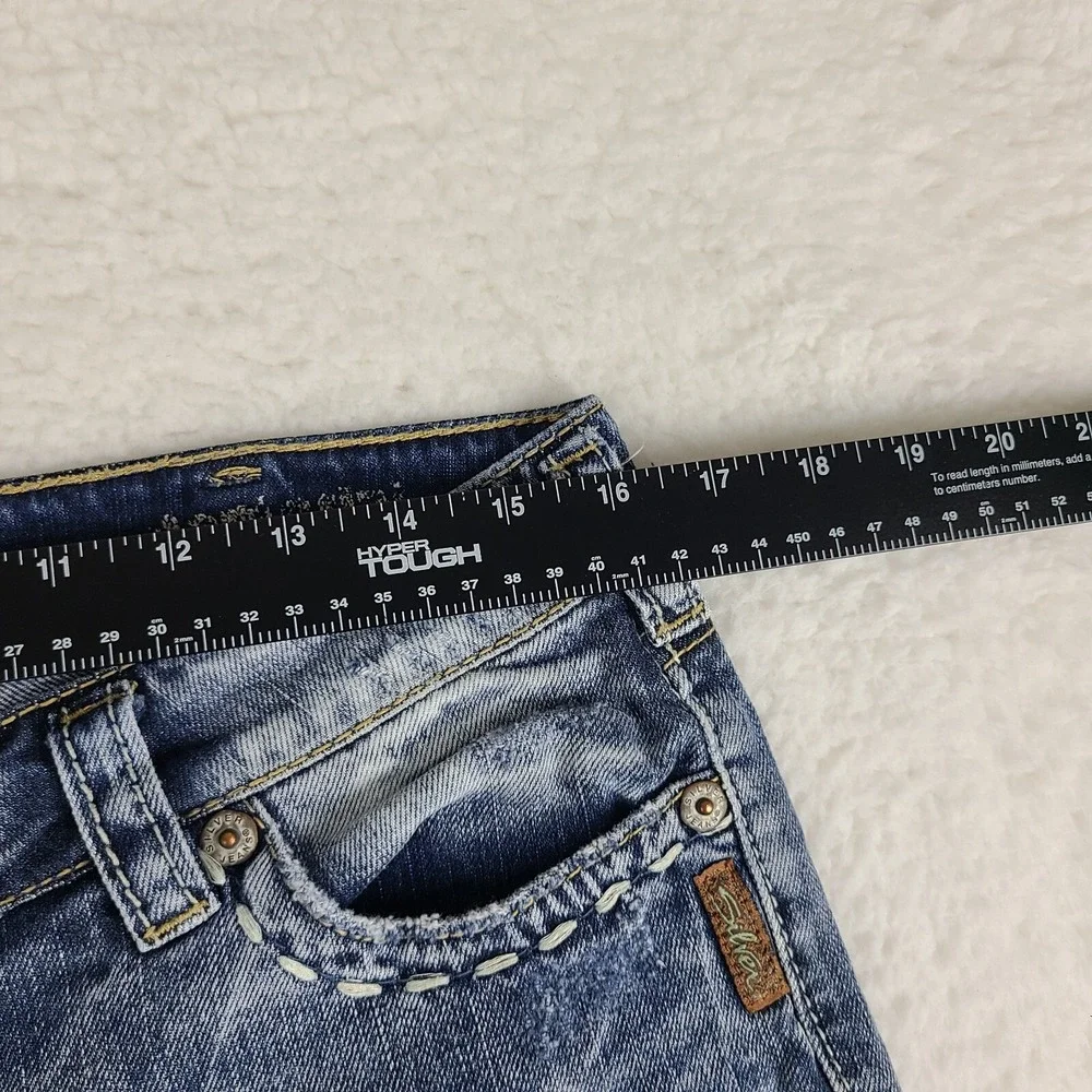 Silver Jeans Womens 30‎ Blue Santorini Capri Distress Light Wash Denim